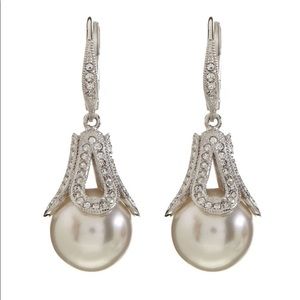 NWOT Open Pavé NACRE Pearl Drop Earrings teardrop